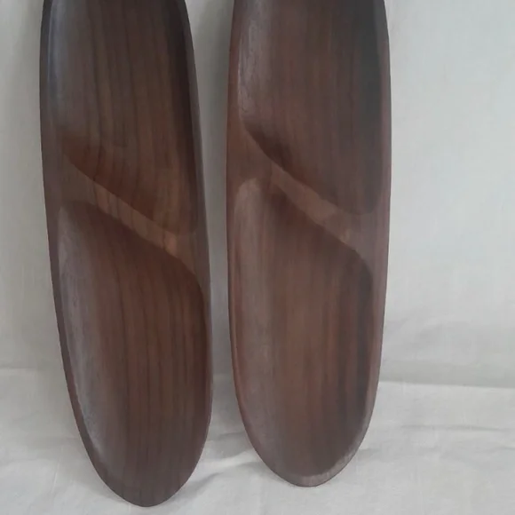 2 x Vintage Wooden Teak Serving Tray Charcuterie Cutting Board Cheese & Crackers - Picture 4 of 4
